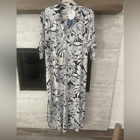 La Mer Luxe Short Sleeve Morgan Dress - Caribbean Blue Sea Shells